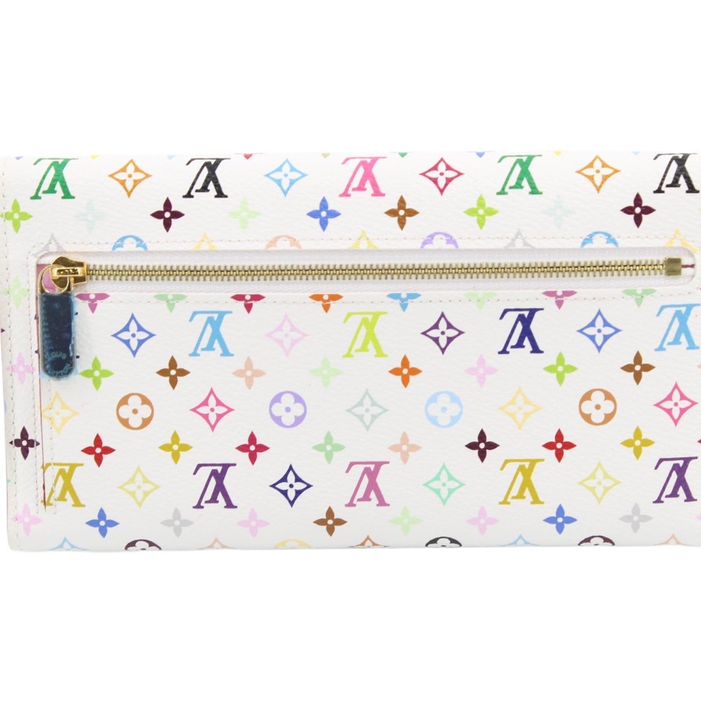 Louis Vuitton White Multicolor Monogram Canvas Flap Wallet with Gold Hardware - Picture 2 of 7
